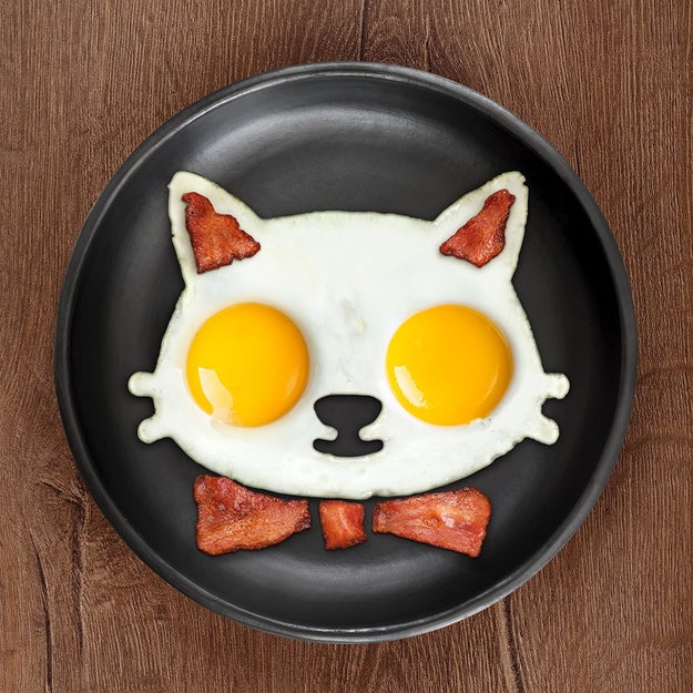 A silicone egg mold for making a purrr-fectly shaped breakfast.