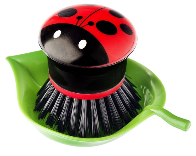 A ladybug dish brush that'll be super easy to spot in the sink.