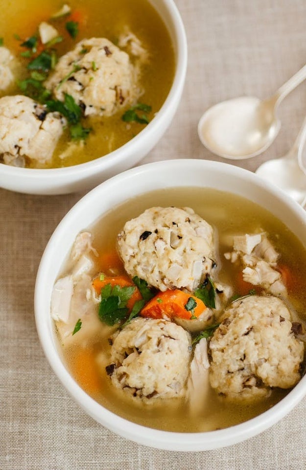 Chicken Soup With Shallot-Shiitake Matzoh Balls