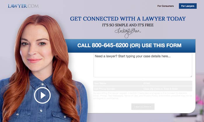 Lindsay Lohan Is The New Face Of Lawyer Com And It S Already Iconic