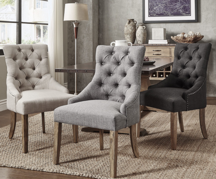 The set includes two chairs.
Promising review: “I love these chairs! We ordered two for our dining area and couldn't be happier. We read the previous reviews, were careful with the assembly, and had no problems at all. They are comfortable and stylish. We've received tons of compliments on them.” —OstkUser26657186 Price: $267.74+ (available in beige, gray, and gray/black)