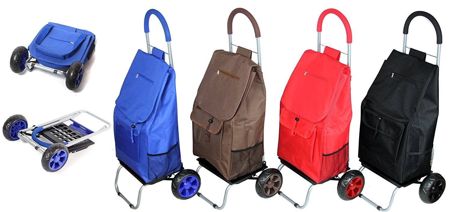 Promising review: "I am a caregiver for a mother who lives in a care facility. I am constantly hauling stuff back and forth from my home to hers and back, as well as hauling laundry, detergent, stain remover, and dryer sheets back and forth to the laundry facility from her apartment, because they have shared washers/dryers. I've been able to haul two cases of protein drinks and still have room for more lightweight stuff on top. I bought one for another resident (90 years old!) as she also has been breaking her back hauling laundry back and forth as well. It's very lightweight and has been a back saver!" —KaoruGet it from Amazon for $26.99+ (29 colors).