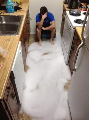 This roommate flooded the kitchen: