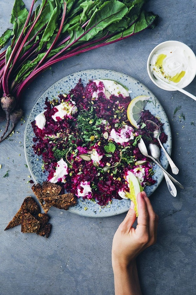 Roasted Beet Tartare with Sesame Labneh