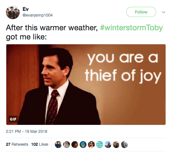 People are blaming Toby from 'The Office' for this dreadful winter storm