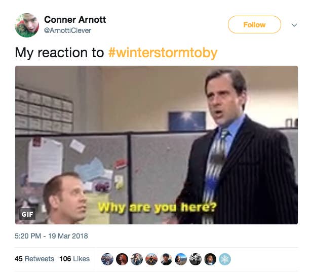 Naturally, Winter Storm Toby means lots of 'The Office' memes