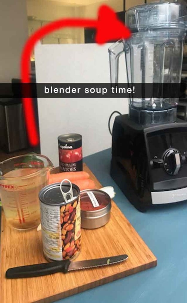 The most important thing is to add items in the right order – so I began by putting carrots, tomatoes, celery and stock in the blender, then turning it onto the "soup" setting for five minutes.