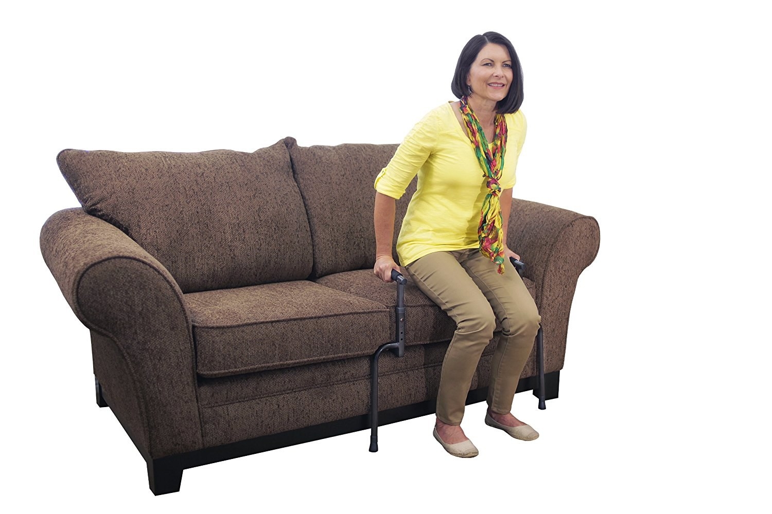 Can be installed either underneath or around a seating cushion. Has an adjustable handle height of 22–32", width of 19–26", and depth of 23–26". Supports up to 300 lbs. Promising review: "I was so happy to find this item because I broke my hip and I was stuck o the couch. I needed this to help me get up from the couch. I am i pain when I try to stand up . I broke my hip one year ago and it is getting better slowly. You don't know how it is great to feel that you can do things on your own and not have to wait for someone to help you." —Carol J SchafferGet it from Amazon for $79, Jet for $79, or Walmart for $79. Here's another option with circular grab handles.FYI, this is an alternative to a power lift chair. But if you're in the market for one of those, here are some options from Amazon, including a fabric one for $389.99 and massaging leather one for $409.98.