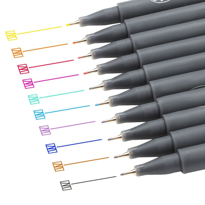 array of colors and fine line pens