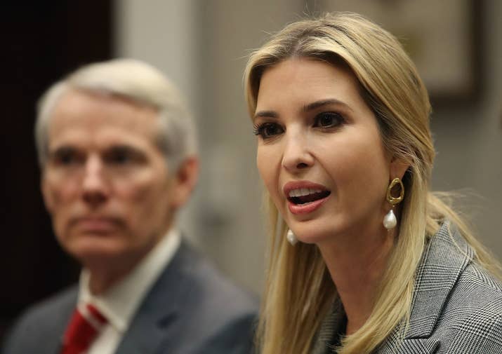 Ivanka Trump and Sen. Rob Portman, an Ohio Republican, during a bipartisan round table discussion on sex trafficking with members of Congress and the private sector, March 13, 2018, in Washington, DC.