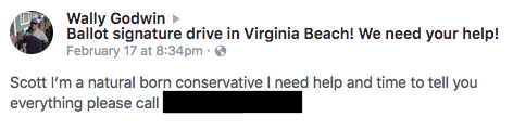 Godwin appears to have been attempting to contact Taylor via Facebook before he visited his Virginia Beach office.