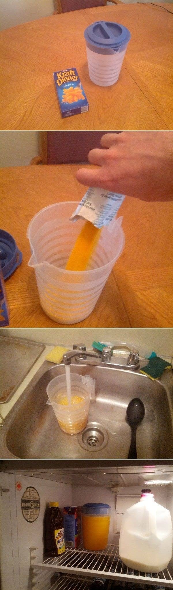 You should probably try this one on teenagers only — especially since younger kids love mac 'n' cheese so much they might start requesting this "beverage" on the regular.