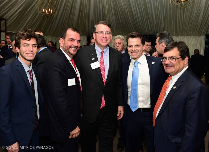 Trump campaign adviser Anthony Scaramucci was photographed at the St. Regis Hotel Jan. 19, 2017. Papadopoulos and Kammenos were photographed at the same reception.