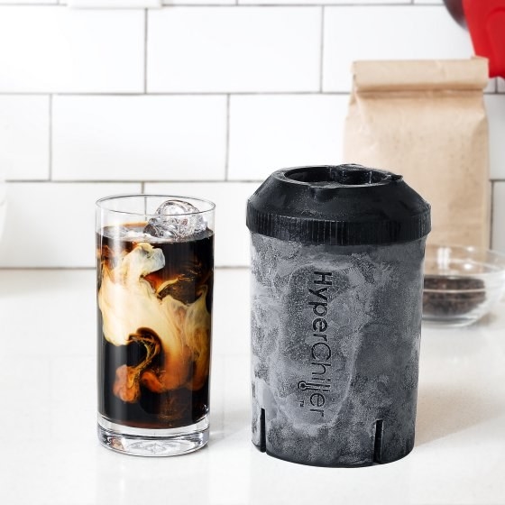 A cool gadget that'll turn freshly brewed hot coffee (or any non-carbonated drink, such as wine) into an iced one in a matter of minutes — without watering it down.