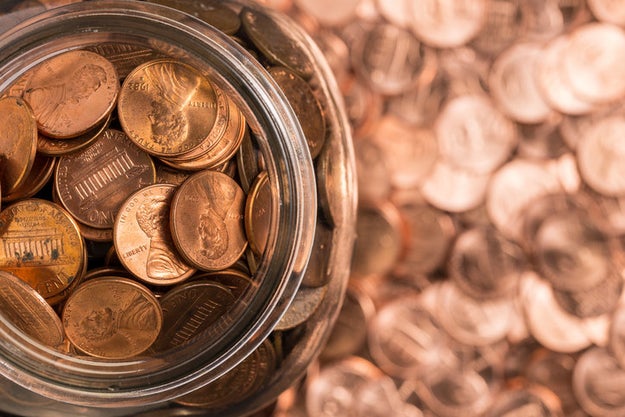 Start placing pennies in random spots where the person will find them. Then start placing more and more pennies.