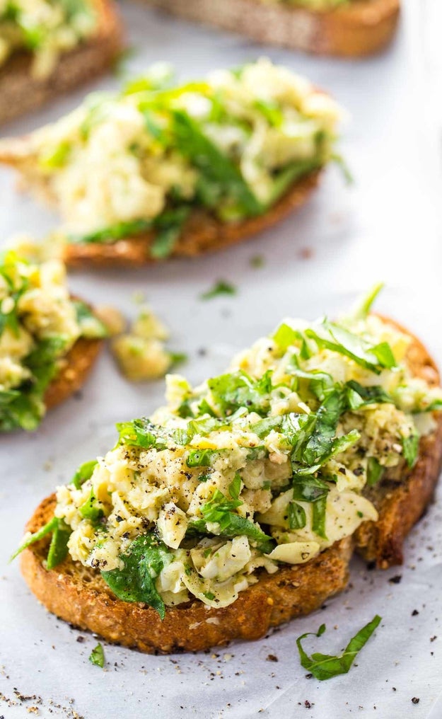 White Bean, Artichoke, and Basil Toasts