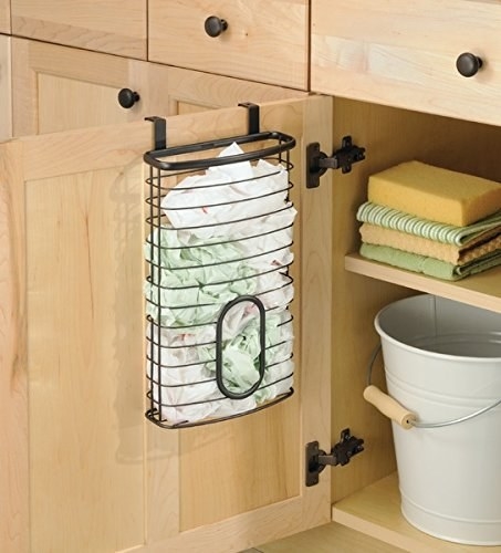 A plastic-bag holder, so you can finally start being civilized and stop storing your plastic bags inside another plastic bag in a random drawer.