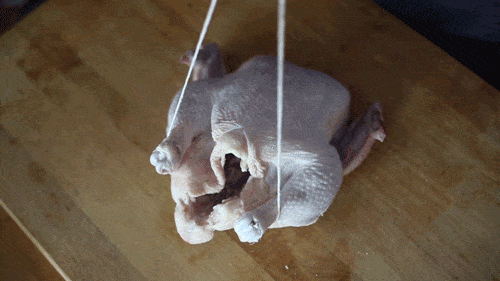 What you'll need: cooking twine ($4.99 on Amazon), roasting rack ($11.99 on Amazon), salt, and pepper. THAT'S IT, BABY. Check out the full run-down on how to make the perfect three ingredient roast chicken.