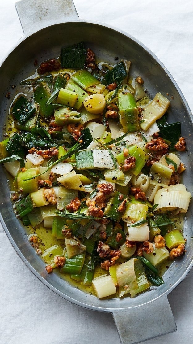 Leeks in Vinaigrette with Walnuts and Tarragon