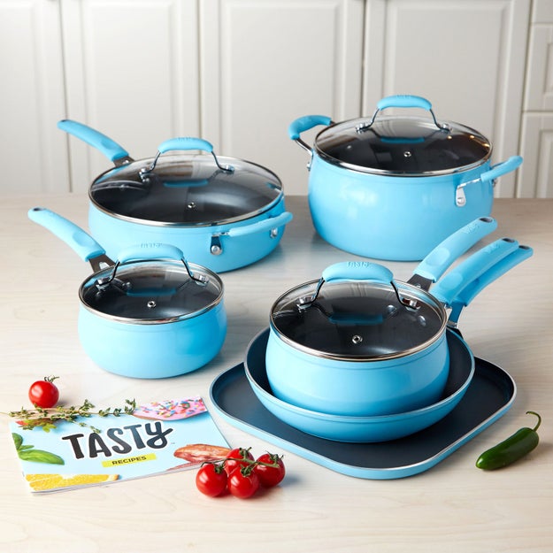 Make sure you're cooking in the right-sized pot or pan — anything too big or small won't evenly distribute flavors (i.e. onions, garlic, etc.). Invest in a nonstick cookware set so you never compromise your hard work again.