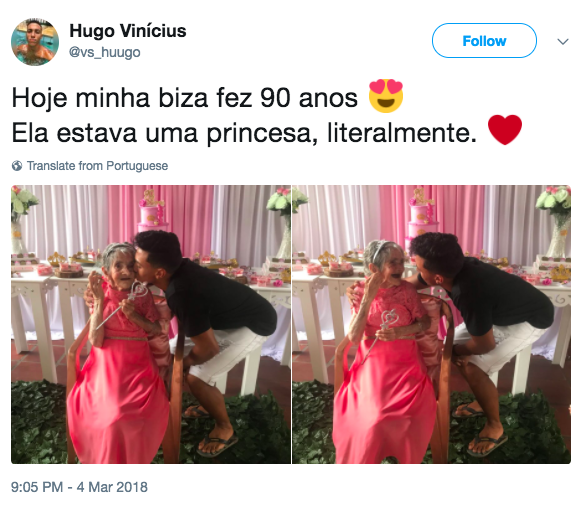 O registro foi postado pelo neto e ganhou mais de 80 mil curtidas no Twitter.