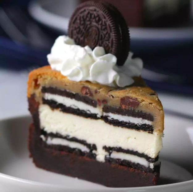 5-Layer Cookie 'Box' Brownie Cheesecake decadent enough to take 30 minutes off your life expectancy, but the springform pan that'll do most of the work for you can help you reclaim that time. Perhaps. 😵