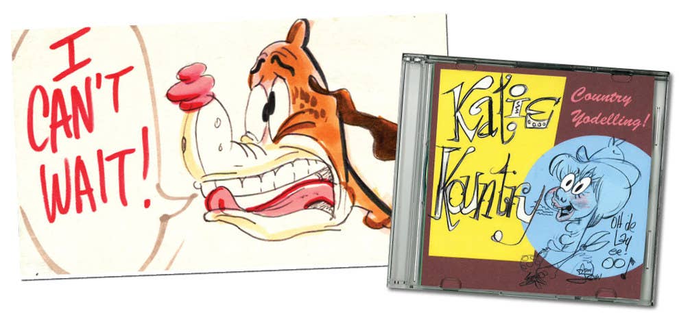 Left: A drawing Kricfalusi sent Byrd; Right: A mix CD he sent Rice