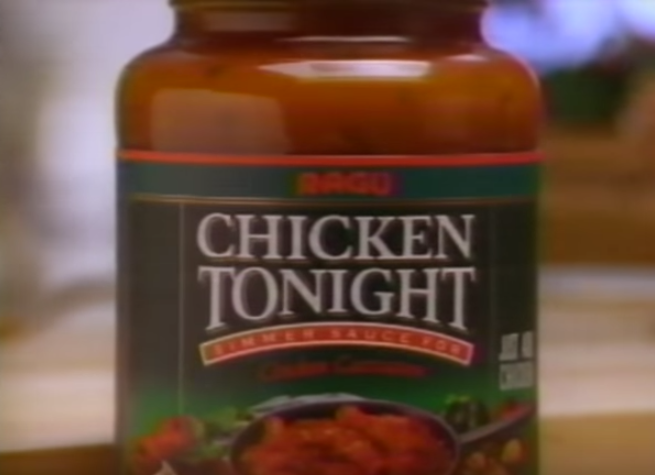 A screenshot of Ragu&#x27;s Chicken Tonight from the commercial. 