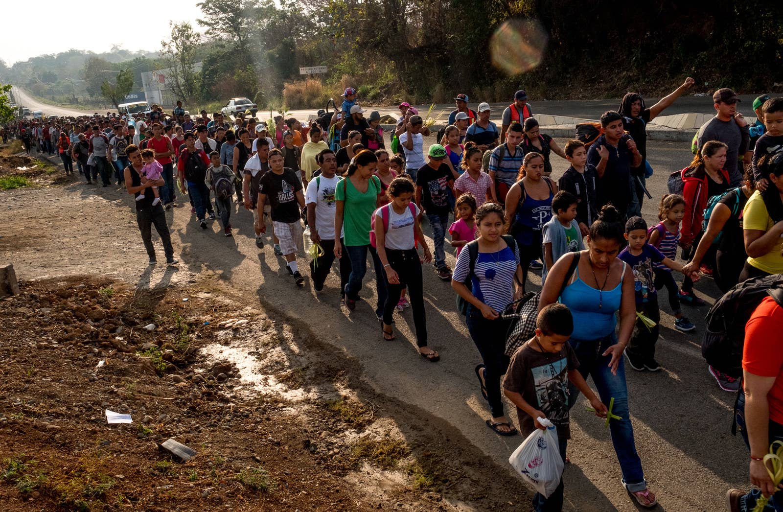 Image result for images of the caravan heading north from central america