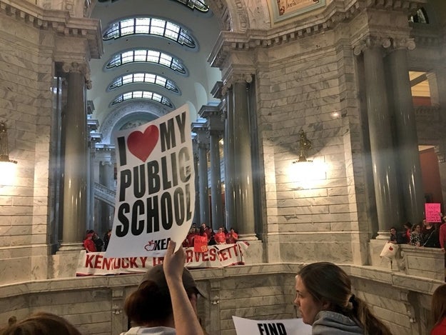 Teachers across Kentucky called in sick on Friday to protest cuts to their pensions — meaning at least 22 school districts were closed for the day.