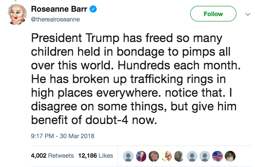 On Friday, Roseanne Barr tweeted a message that left a lot of people scratching their heads — and some conspiracy theorists applauding her.