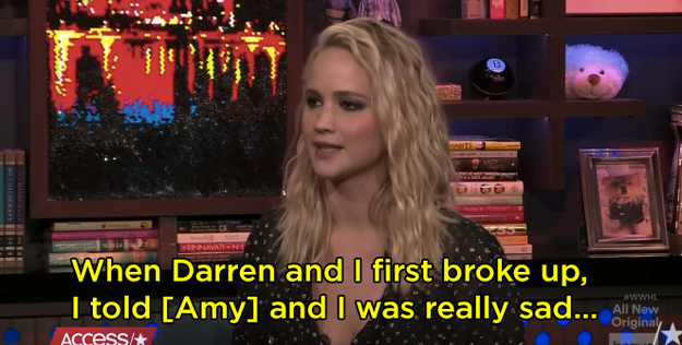 She said after she and director Darron Aronofsky broke up, she told Amy Schumer she was really sad.