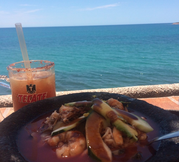 Tacos and ceviche with a view at Charly's Rock, Guaymas, Mexico