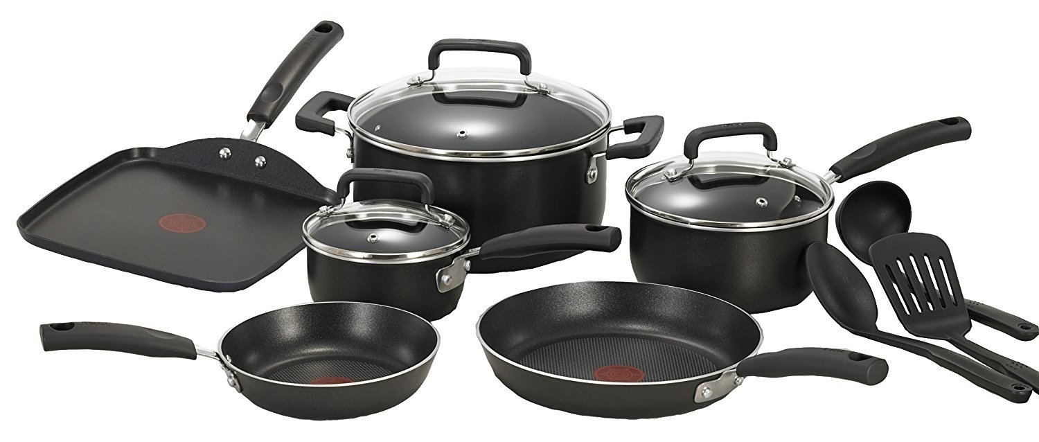 T-fal Signature 12pc Heavy-gauge Aluminum Nonstick Cookware Set Dark Gray :  Target