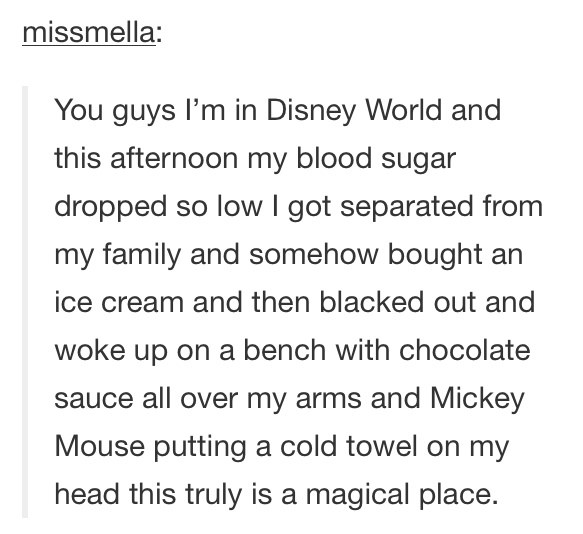 The one about blacking out at Disney World: