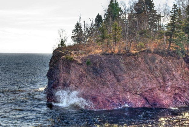 This giant rock in Tettegouche State Park, Minnesota that looks like a medium rare steak waiting to be dipped in A1 sauce.