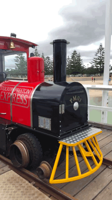 This adorably little train will do all the hard work on the way back to shore.