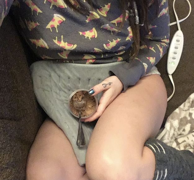 Whether you share a photo of you with your heating pad...