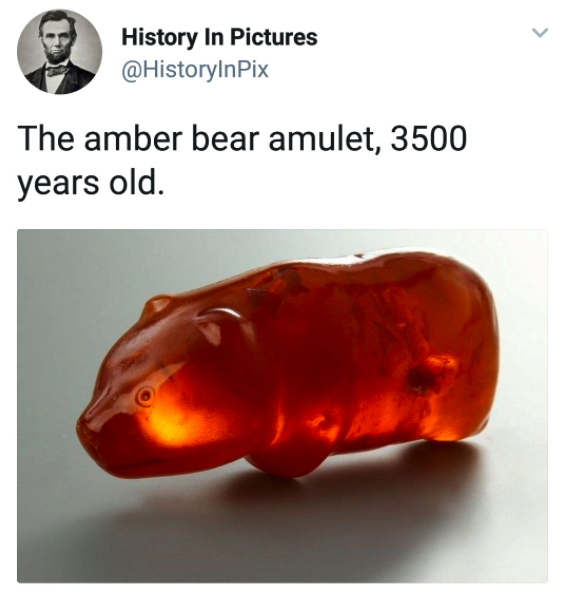 A 3500 year old amber bear amulet.
