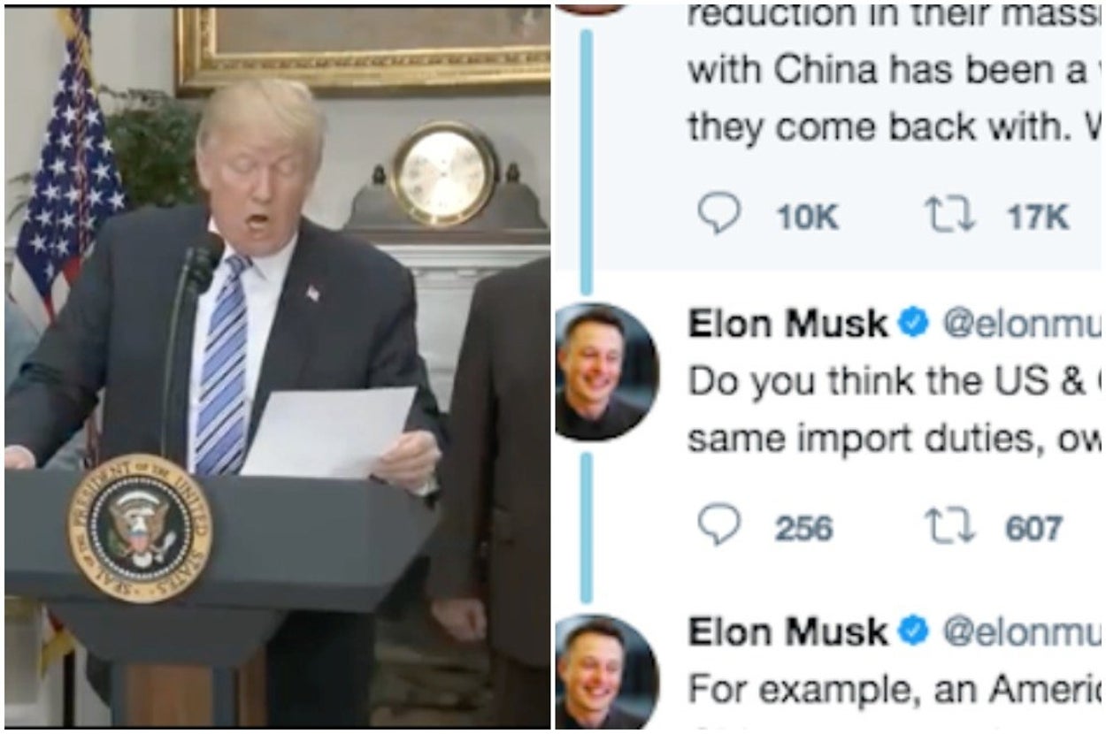 Trump Just Read Elon Musk’s Tweets About Trade With China On Live TV