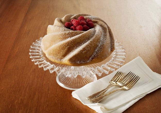 A bundt pan to simply pour your batter into, bake, take out, and voila — you get a beauty like the one below.