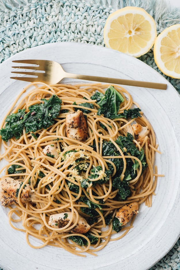 Whole Wheat Pasta With Lemon Kale Chicken