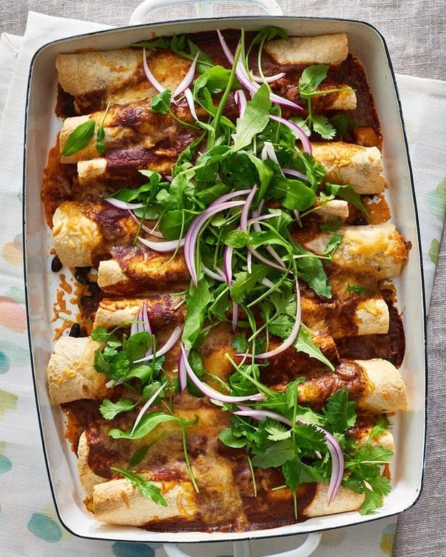 Roasted Squash, Corn, and Black Bean Enchiladas