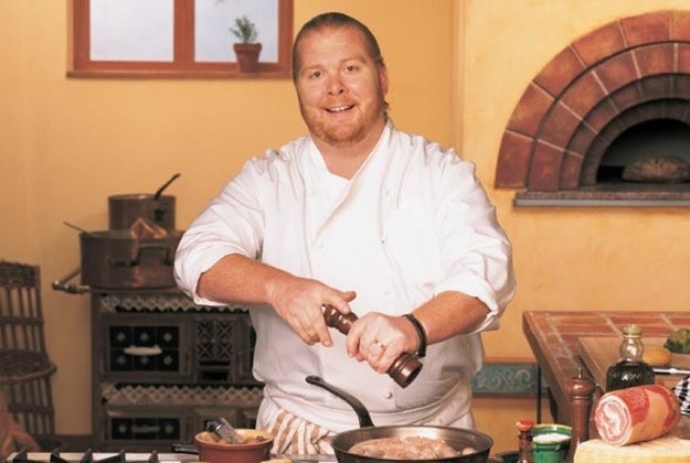 Mario Batali cut himself on his first day of his first show.