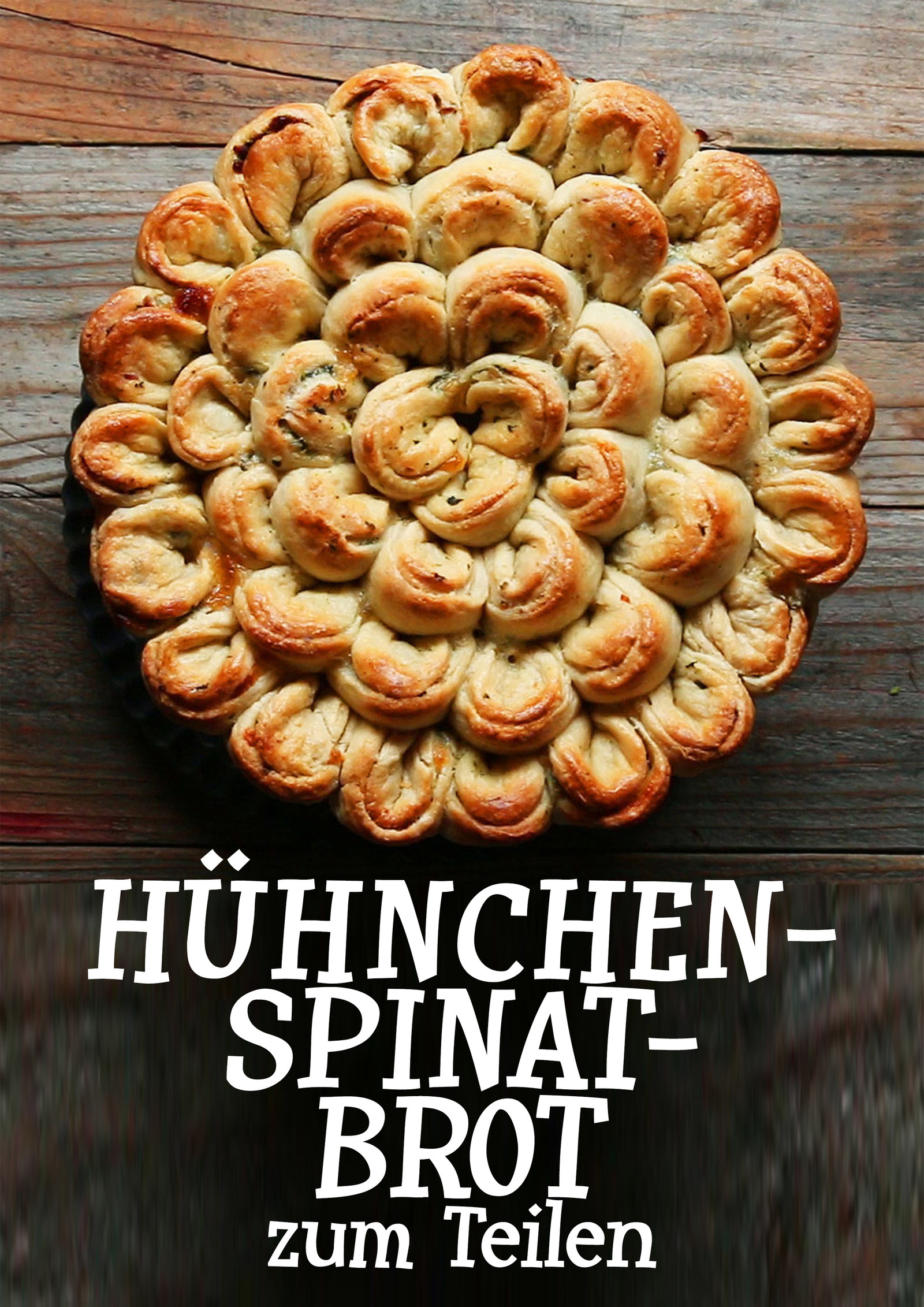 15 PortionenZUTATEN225g Grillhähnchen225g Frischkäse, leicht gewärmtSpinat, gekocht und abgetropft250g geriebener Mozzarella1 Teelöffel Knoblauchpulver1 Teelöffel Pfeffer1 Teelöffel Salz500g Mehl4 Esslöffel Zucker4 Esslöffel Backpulver2 Teelöffel Salz12 Esslöffel ungesalzene Butter, kalt480ml Vollmilch