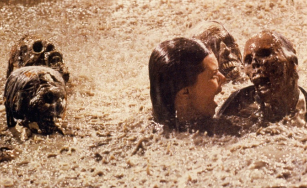 In the scene from Poltergeist where JoBeth Williams swims through a pool of bones and skulls, she wasn't diving with props. They were real dead bodies.