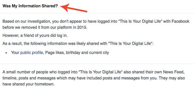 But here's a key point: you didn't need to take the Cambridge personality quiz for your data to get shared — all it took was for one of your Facebook friends to have done so. As such the 270,000 people who took the quiz gave the app access to tens of millions of their friends' data.