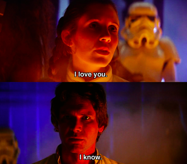 The famous Star Wars "I love you/ I know" interaction wasn't actually in the original script, but suggested by Harrison Ford.