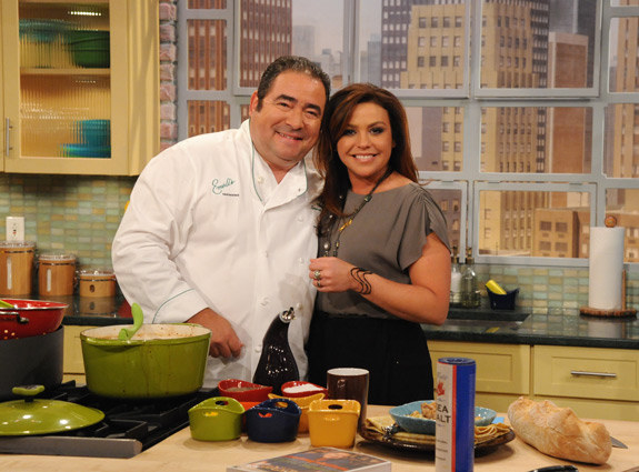 Rachael Ray once set Emeril's kitchen on fire.