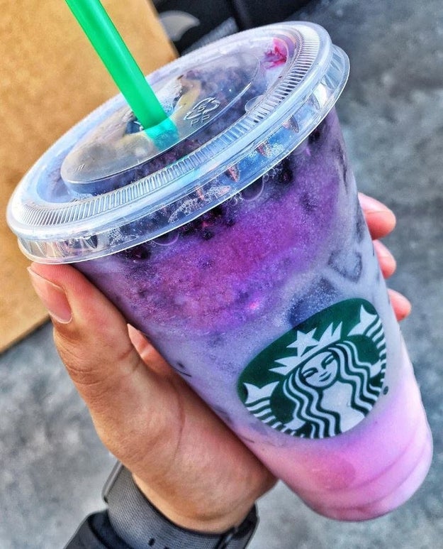 Instead of ordering a pink purple drink and being upcharged for coconut milk, ask for a strawberry acai refresher with no water and ask for a side of coconut milk when you get your drink.